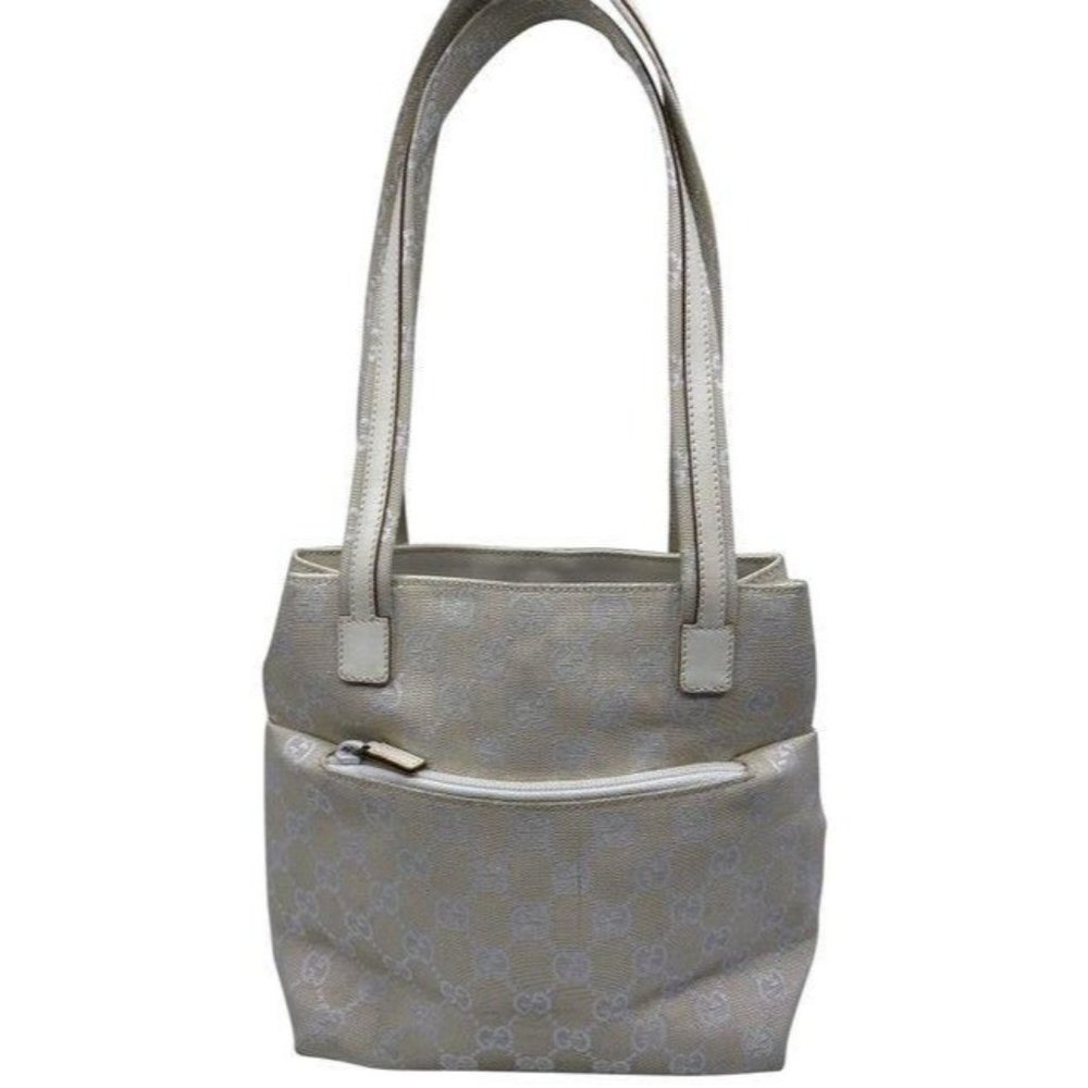 gucci vintage white jacquard fabric shoulder bag